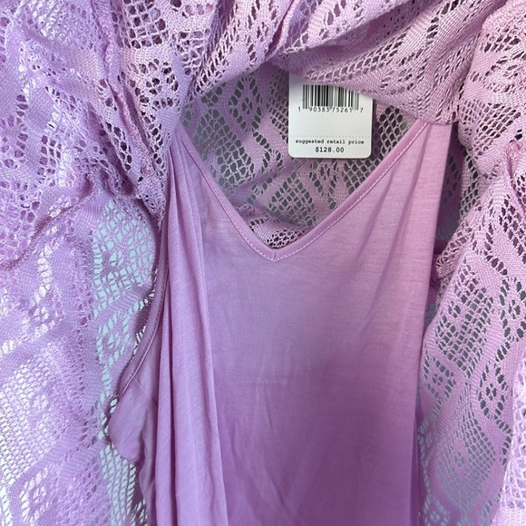 NWT Free People Coquette Mock Neck Long Sleeve Wisteria Lace Dress Size Large - Picture 16 of 16